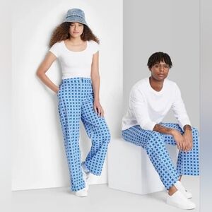 Wild Fable Blue/White Flower Pants - Retro - Wide Leg - Elastic Waist EUC (L)